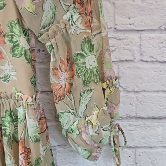 Princess Polly Eden Bloom Blush Floral Mini Dress | Puff Sleeve Ruffled Babydoll - Picture 10 of 13